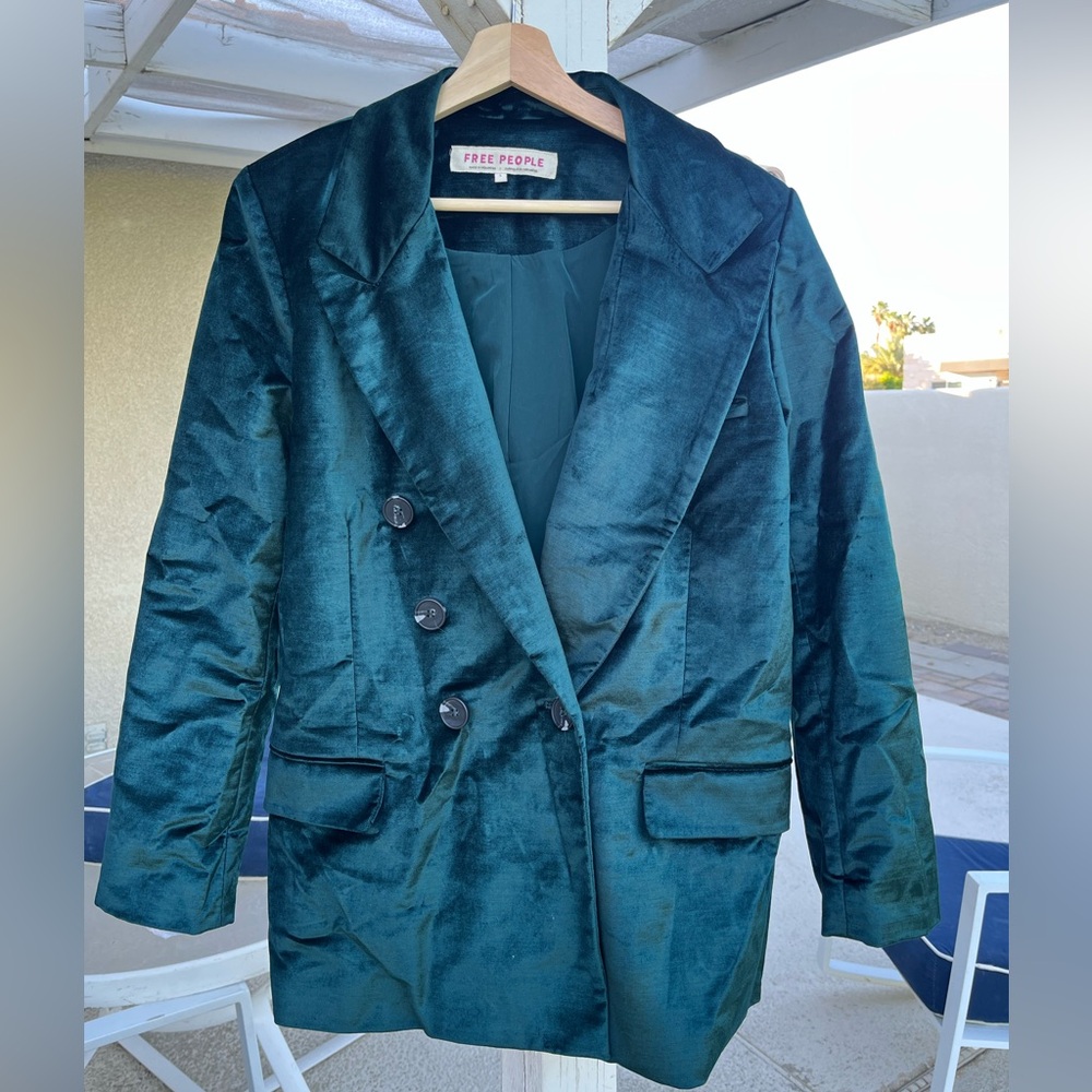 Free People Green Velvet Blazer